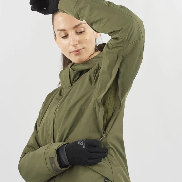 Chaquetas De Esquí Salomon Snow Rebel Insulated Hoodie Mujer Verde Oliva | MX BZRO891